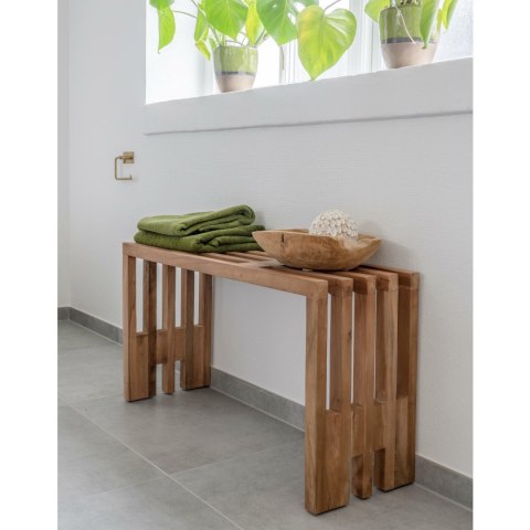 Ławka drewniana do przedpokoju Benidorm 90cm skandynawska naturalna tekowa Intesi ( Rozmiar: uniwersalny )