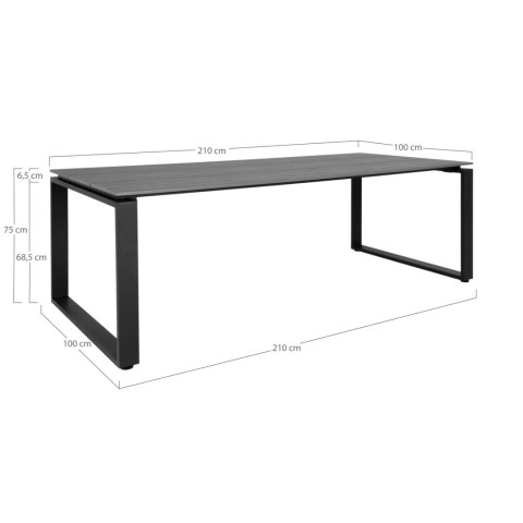 Stół do jadalni Denver 210x100 cm szary blat czarne metalowe nogi loftowy Intesi ( Rozmiar: uniwersalny )