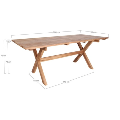 Stół do jadalni Murcia 200x90 cm drewniany tekowy klasyczny naturalny Intesi ( Rozmiar: uniwersalny )