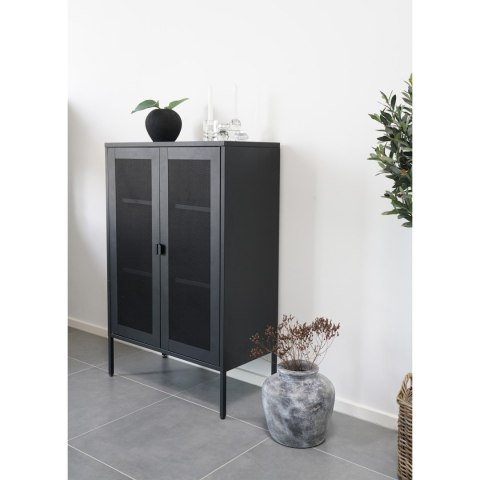 Witryna loftowa Melbourne czarna metalowa z szybą do salonu na książki i alkohol Intesi 80 cm ( Rozmiar: uniwersalny )