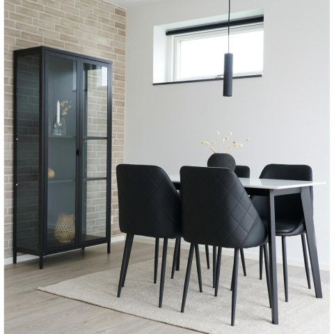 Witryna szklana do salonu Brisbane czarna nowoczesna loftowa metalowa 175 cm Intesi ( Rozmiar: uniwersalny )