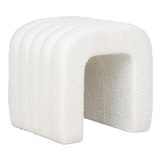 Pufa Colma biała teddy do salonu i sypialni minimalistyczna tapicerowana na nóżkach Intesi ( Rozmiar: uniwersalny )