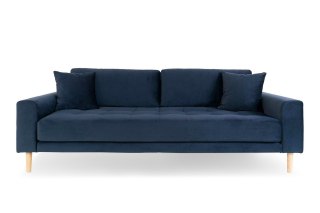 Sofa Lido 3 granatowa skandynawska trzyosobowa aksamitna z podłokietnikami do salonu Intesi ( Rozmiar: uniwersalny )