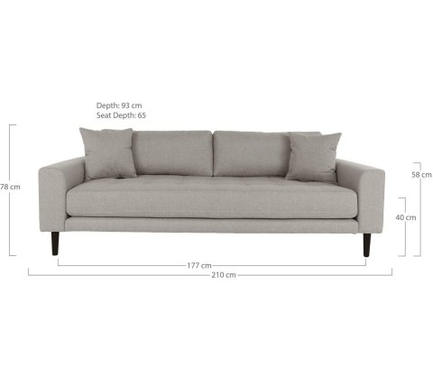 Sofa Lido 3 osobowa skandynawska beżowa ciemna z podłokietnikami do salonu Intesi ( Rozmiar: uniwersalny )