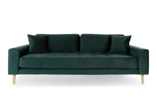 Sofa Lido 3 osobowa skandynawska butelkowa zieleń aksamitna z podłokietnikami do salonu Intesi ( Rozmiar: uniwersalny )
