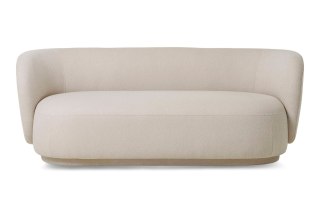 Sofa dwuosobowa Mykonos beżowa skandynawska tapicerowana do salonu na metalowych nogach ( Rozmiar: uniwersalny )