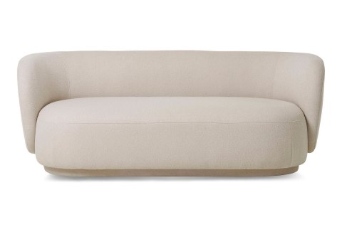 Sofa dwuosobowa Mykonos beżowa skandynawska tapicerowana do salonu na metalowych nogach ( Rozmiar: uniwersalny )