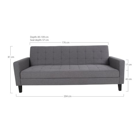 Sofa rozkładana Milton szara dwuosobowa z pojemnikiem na pościel do salonu styl skandynawski Intesi ( Rozmiar: uniwersalny )