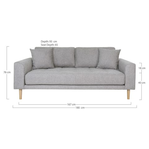 Sofa trzyosobowa Lido Intesi szara jasna skandynawska tapicerowana do salonu na drewnianych nogach ( Rozmiar: uniwersalny )