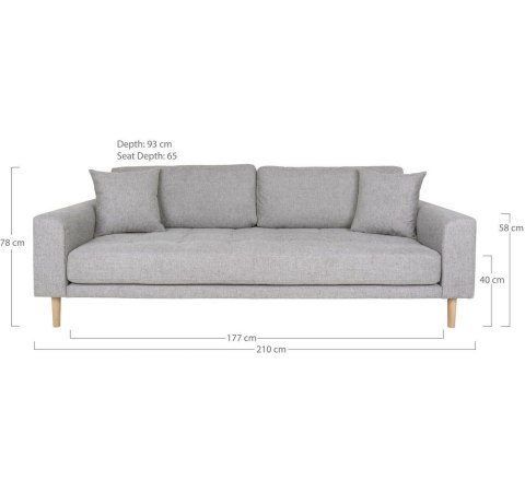 Sofa trzyosobowa Lido Intesi szara skandynawska z podłokietnikami do salonu na drewnianych nogach ( Rozmiar: uniwersalny )