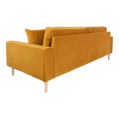 Sofa trzyosobowa Lido Intesi żółta aksamitna na drewnianych nogach do salonu w stylu skandynawskim ( Rozmiar: uniwersalny )