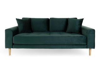 Sofa trzyosobowa welurowa Lido Intesi butelkowa zieleń skandynawska do salonu z podłokietnikami ( Rozmiar: uniwersalny )