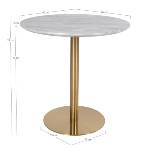 Stół okrągły Bolzano 90 cm szary marmur złoty nowoczesny do jadalni House Nordic ( Rozmiar: uniwersalny )