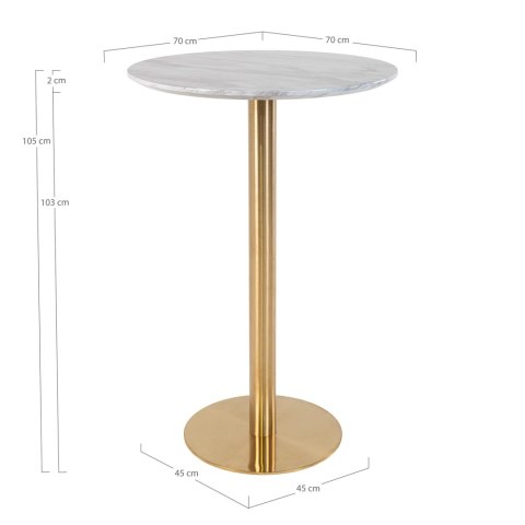 Stół okrągły barowy Bolzano glamour marmur złoty połysk do kuchni i jadalni 70 cm ( Rozmiar: uniwersalny )
