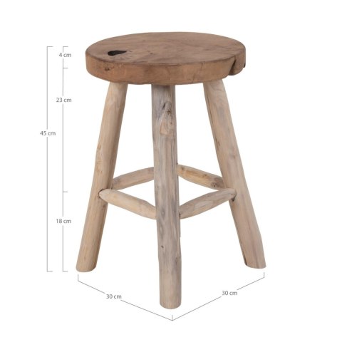 Stołek Badia rustykalny drewniany tekowy do kuchni i jadalni Intesi naturalny 45 cm ( Rozmiar: uniwersalny )