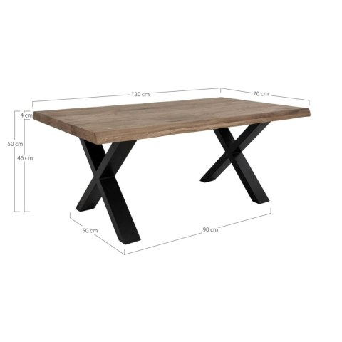 Stolik kawowy Toulon prostokątny 70x120 cm dębowy industrialny do salonu Intesi ( Rozmiar: uniwersalny )