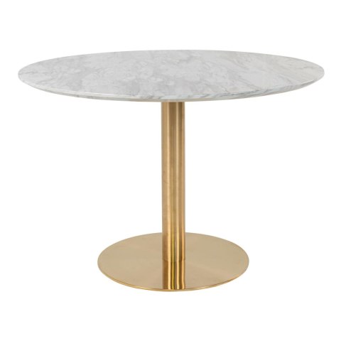 Stolik kawowy okrągły glamour Bolzano 110 cm biały marmur ze złotą nogą do salonu Intesi ( Rozmiar: uniwersalny )