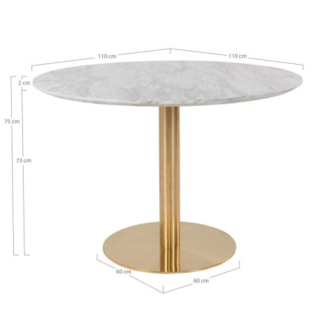 Stolik kawowy okrągły glamour Bolzano 110 cm biały marmur ze złotą nogą do salonu Intesi ( Rozmiar: uniwersalny )