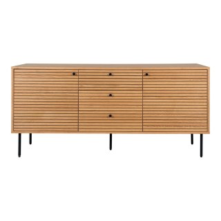 Komoda Kyoto 150 cm dąb ryflowana na czarnych nóżkach do salonu ( Rozmiar: uniwersalny )