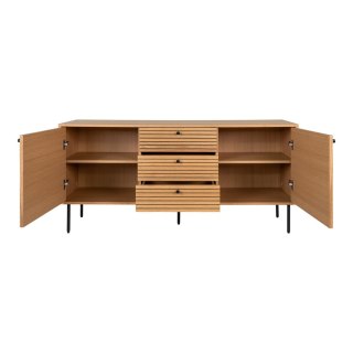 Komoda Kyoto 150 cm dąb ryflowana na czarnych nóżkach do salonu ( Rozmiar: uniwersalny )