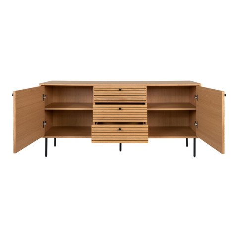 Komoda Kyoto 150 cm dąb ryflowana na czarnych nóżkach do salonu ( Rozmiar: uniwersalny )