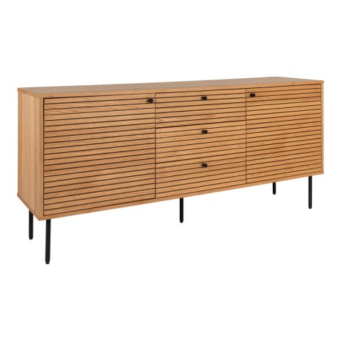 Komoda Kyoto 150 cm dąb ryflowana na czarnych nóżkach do salonu ( Rozmiar: uniwersalny )