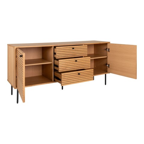 Komoda Kyoto 150 cm dąb ryflowana na czarnych nóżkach do salonu ( Rozmiar: uniwersalny )