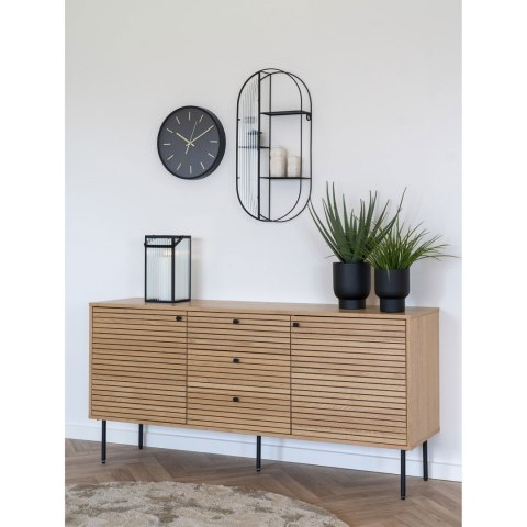 Komoda Kyoto 150 cm dąb ryflowana na czarnych nóżkach do salonu ( Rozmiar: uniwersalny )