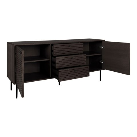 Komoda Kyoto fornir dębowy dymiony ryflowana 150 cm do salonu ( Rozmiar: uniwersalny )