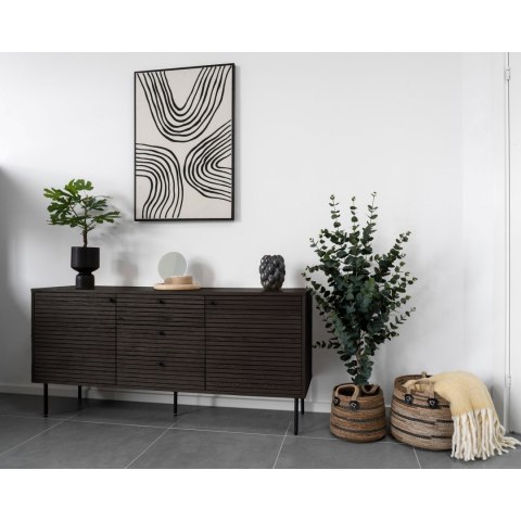 Komoda Kyoto fornir dębowy dymiony ryflowana 150 cm do salonu ( Rozmiar: uniwersalny )