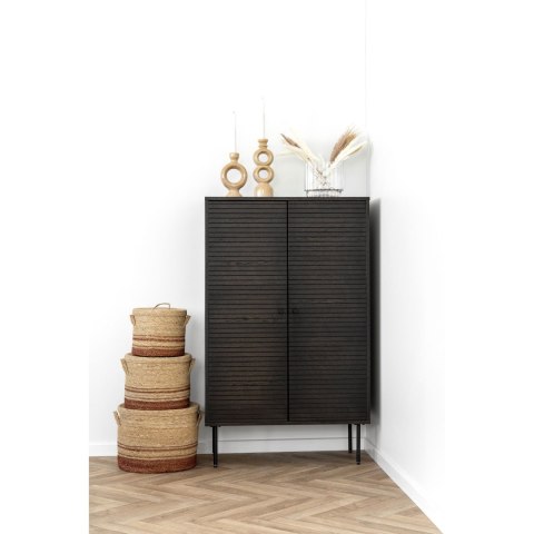 Komoda Kyoto wysoka skandynawska ryflowana dębowa do salonu 80 cm ( Rozmiar: uniwersalny )