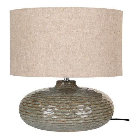Lampka nocna Oldham ceramiczna zielona z abażurem do sypialni ( Rozmiar: uniwersalny )