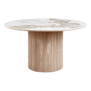 Stół okrągły Athens do jadalni ceramiczny biało-brązowy 140 cm ( Rozmiar: uniwersalny )