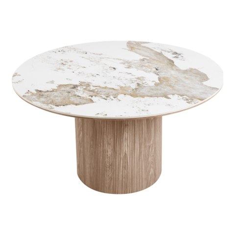 Stół okrągły Athens do jadalni ceramiczny biało-brązowy 140 cm ( Rozmiar: uniwersalny )