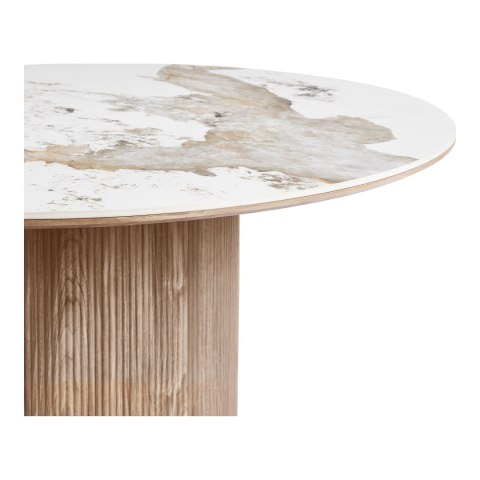 Stół okrągły Athens do jadalni ceramiczny biało-brązowy 140 cm ( Rozmiar: uniwersalny )