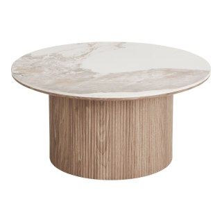 Stolik kawowy Athens okrągły ceramiczny biały 80 cm nowoczesny do salonu ( Rozmiar: uniwersalny )