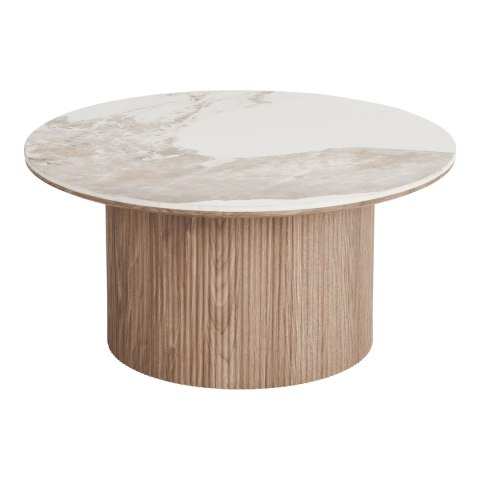Stolik kawowy Athens okrągły ceramiczny biały 80 cm nowoczesny do salonu ( Rozmiar: uniwersalny )