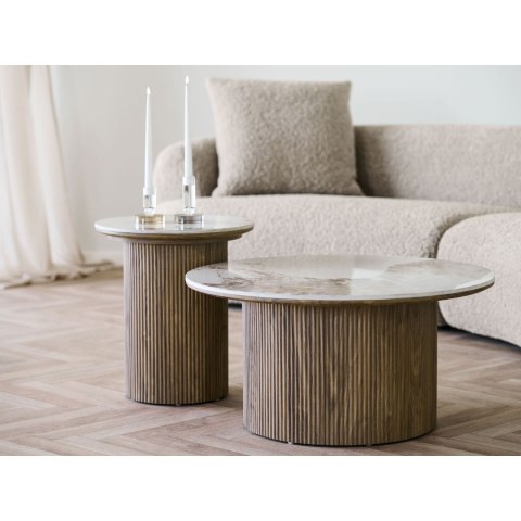 Stolik kawowy Athens okrągły ceramiczny biały 80 cm nowoczesny do salonu ( Rozmiar: uniwersalny )