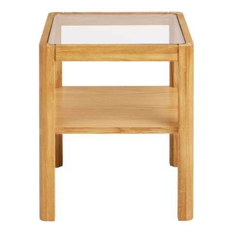 Stolik kawowy Lourmarin kwadratowy szklany dębowy skandynawski 40x40 ( Rozmiar: uniwersalny )