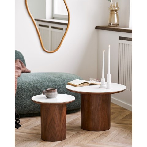 Stolik kawowy Noli okrągły 60 cm ceramiczny skandynawski do salonu ( Rozmiar: uniwersalny )
