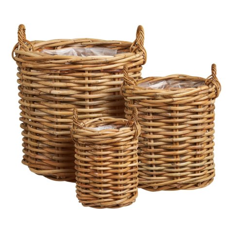 Burton House Nordic zestaw 3 koszy dekoracyjnych rattan naturalny do salonu ( Rozmiar: uniwersalny )