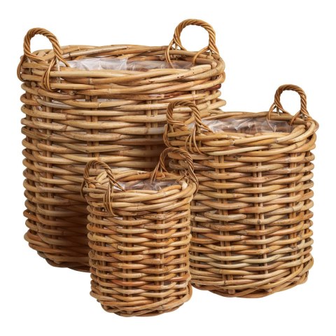 Burton House Nordic zestaw 3 koszy dekoracyjnych rattan naturalny do salonu ( Rozmiar: uniwersalny )