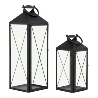 Lampion ogrodowy Casa House Nordic czarny metalowo-szklany zestaw 2 szt. ( Rozmiar: uniwersalny )