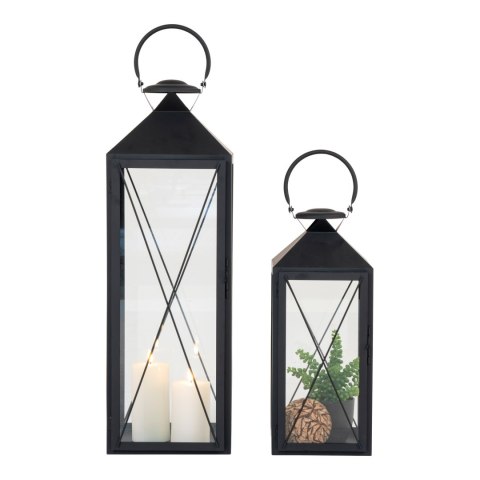 Lampion ogrodowy Casa House Nordic czarny metalowo-szklany zestaw 2 szt. ( Rozmiar: uniwersalny )