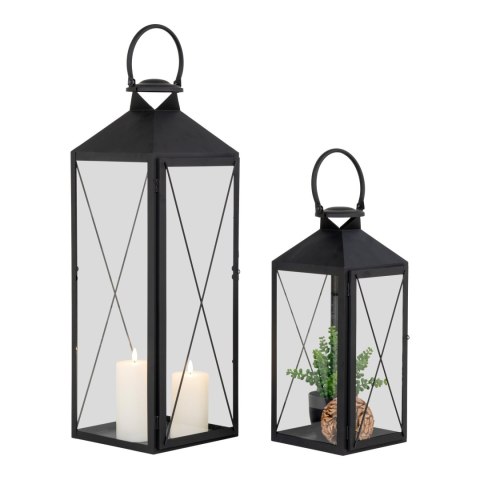 Lampion ogrodowy Casa House Nordic czarny metalowo-szklany zestaw 2 szt. ( Rozmiar: uniwersalny )