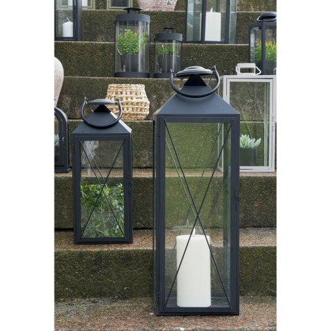 Lampion ogrodowy Casa House Nordic czarny metalowo-szklany zestaw 2 szt. ( Rozmiar: uniwersalny )