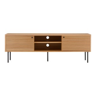 Szafka RTV Kyoto 150 cm drewniana ryflowana loftowa do salonu ( Rozmiar: uniwersalny )