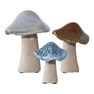 Zestaw 3 figurek dekoracyjnych Muchrooms ceramicznych House Nordic ( Rozmiar: uniwersalny )