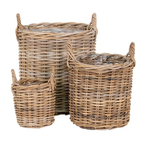 Zestaw 3 koszy dekoracyjnych Sema rattan kubu do przechowywania w salonie boho ( Rozmiar: uniwersalny )