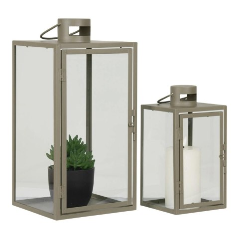 Zielone lampiony ogrodowe Corfu House Nordic metalowo‑szklane zestaw 2 szt. ( Rozmiar: uniwersalny )